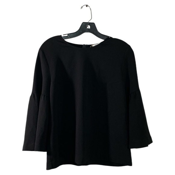 Ganni Black Crepe Flare Sleeve Clark Blouse Size 40/ US 8-10 - Picture 5 of 10